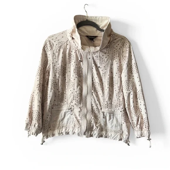 White House Black Market Cream Eyelet Bomber Jacket - Picture 2 of 10